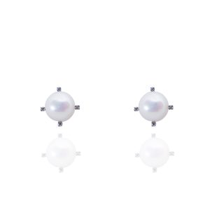 Pendientes perlas en oro blanco y brillantes