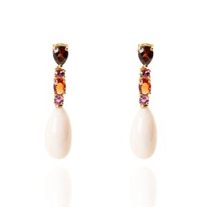 Pendientes amatista topacio y coral