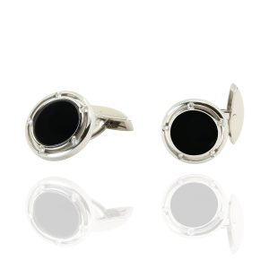 Gemelos Damiani oro blanco ónix y brillantes