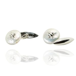 Gemelos oro blanco y perlas