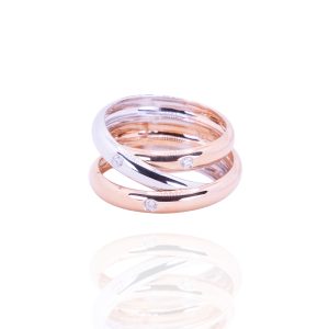 Sortija oro blanco oro rosa y brillantes