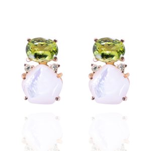 Pendientes oro olivino y madreperla