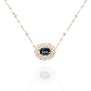 Colgante zafiro azul y brillantes