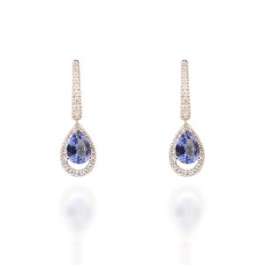 Pendientes oro blanco y tanzanita