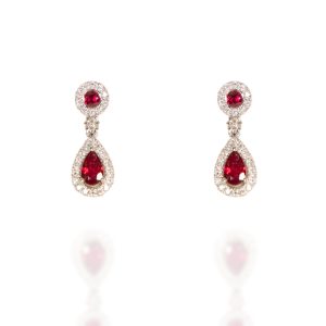 Pendientes rubí y brillantes