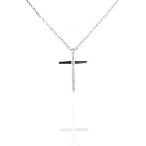 Cruz oro blanco y brillantes