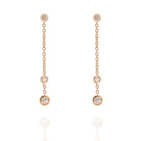 Pendientes oro rosa  brillantes de 0,38 Kts.