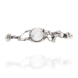 Broche plata y perlas