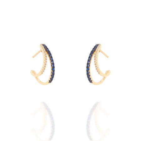 Pendientes oro amarillo brillantes y zafiros