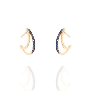 Pendientes oro amarillo brillantes y zafiros