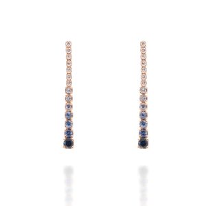 Pendientes oro rosa brillantes y zafiros