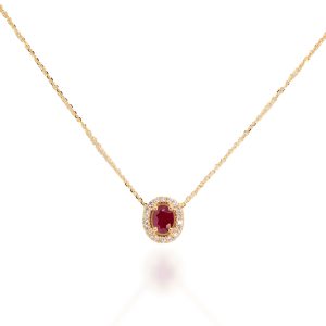 Colgante con cadena brillantes y Rubí