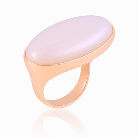 Anillo oro y ágata blanca