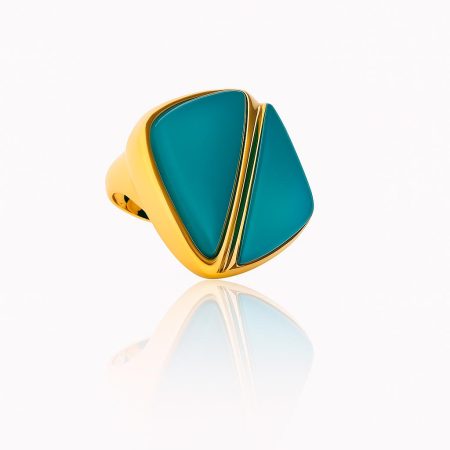 Anillo oro y ágata azul