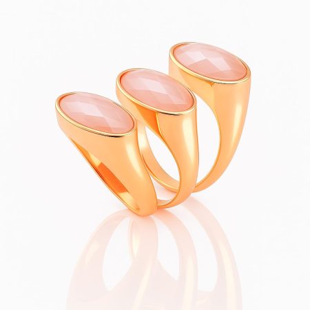 Anillo oro y cuarzo lechoso