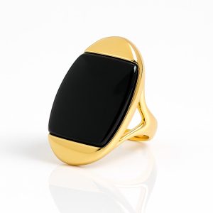 Anillo oro obsidiana negra