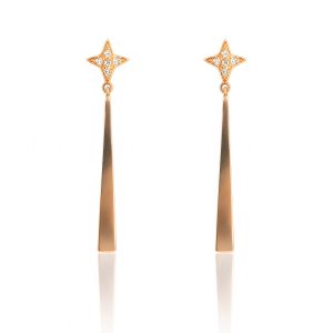 Pendientes oro rosa y brillantes