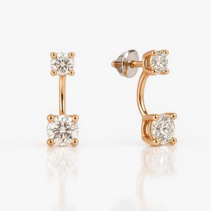 Pendientes oro rosa y brillantes