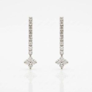 Pendientes oro blanco y brillantes