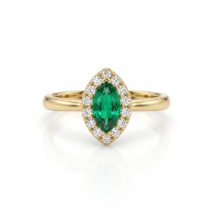 Anillo oro rosa esmeralda y brillantes