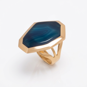 Anillo Ágata Azul Cielo Grande