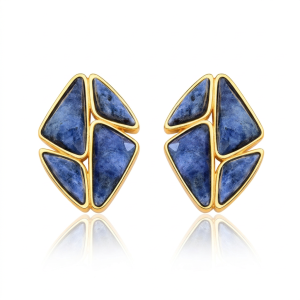 Pendientes Cortos Ágata Azul Rayada