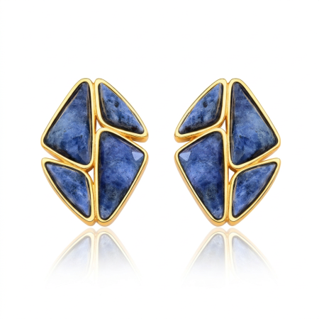 Pendientes Cortos Ágata Azul Rayada